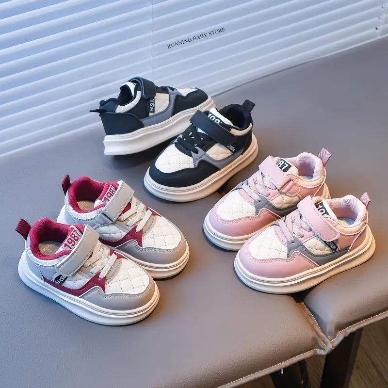 Children's Sneakers Boys PU Leather Causal Kid Running Walking Shoes Girls Spring Autumn Outdoor Footwear Anti-slip Shoes I01152
