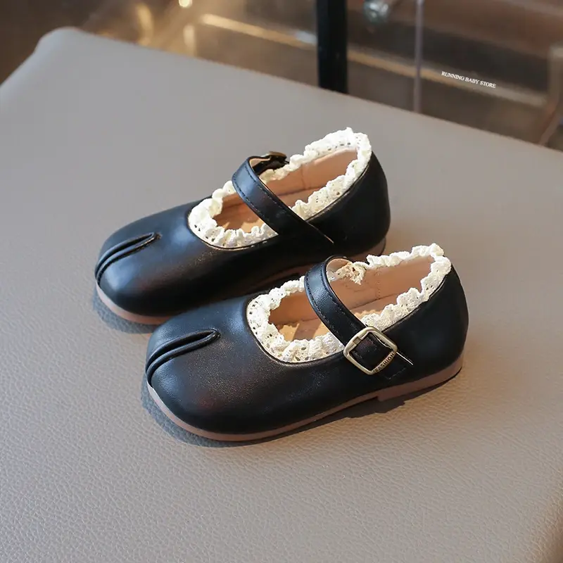 Shallow Lace Flowers Bordered Baby Girl mary janes Shoes Super adorable Ruffles Princess School Shoes Girls Kids Footwear I02073
