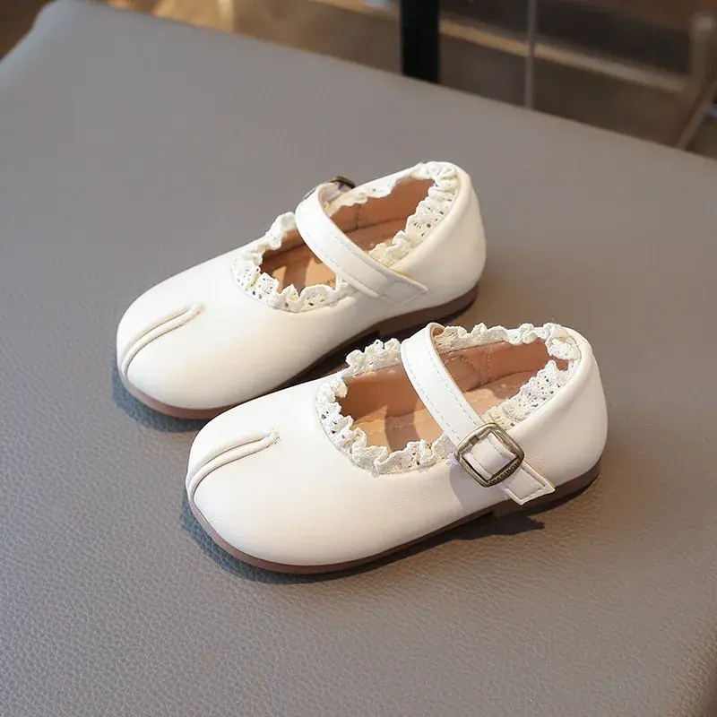 Shallow Lace Flowers Bordered Baby Girl mary janes Shoes Super adorable Ruffles Princess School Shoes Girls Kids Footwear I02073