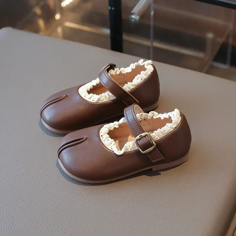 Shallow Lace Flowers Bordered Baby Girl mary janes Shoes Super adorable Ruffles Princess School Shoes Girls Kids Footwear I02073