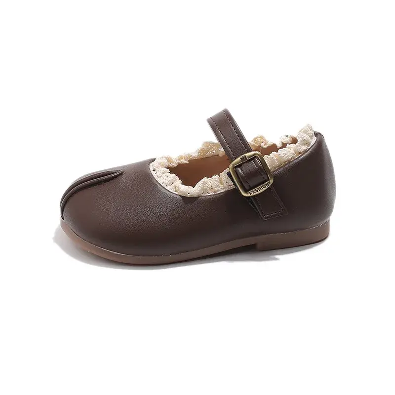 Shallow Lace Flowers Bordered Baby Girl mary janes Shoes Super adorable Ruffles Princess School Shoes Girls Kids Footwear I02073