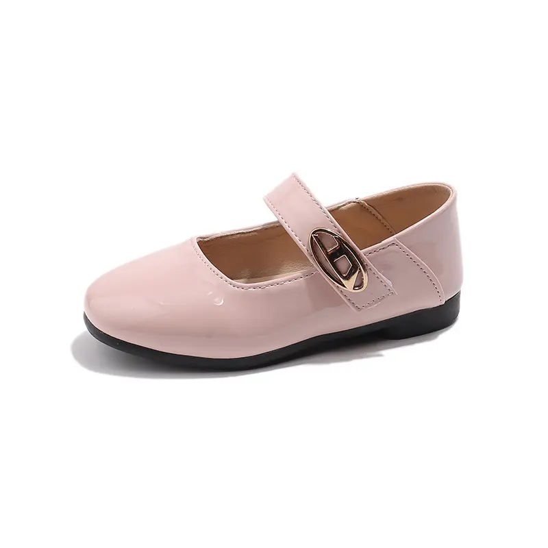 Trend Girls Square Heels Glossy Patent Leather Shoe Spring Autumn Children Causal Princess Dress Shoes for Evening Party IY06291