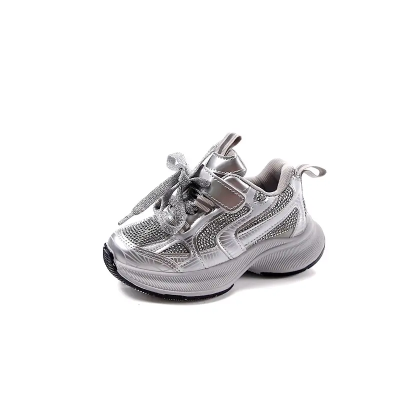 Kids Running Shoes Girls School Autumn Rhinestone Casual Sports Shoes Non Slip Stripes Basketball Shoes Sneakers Comfort H07313