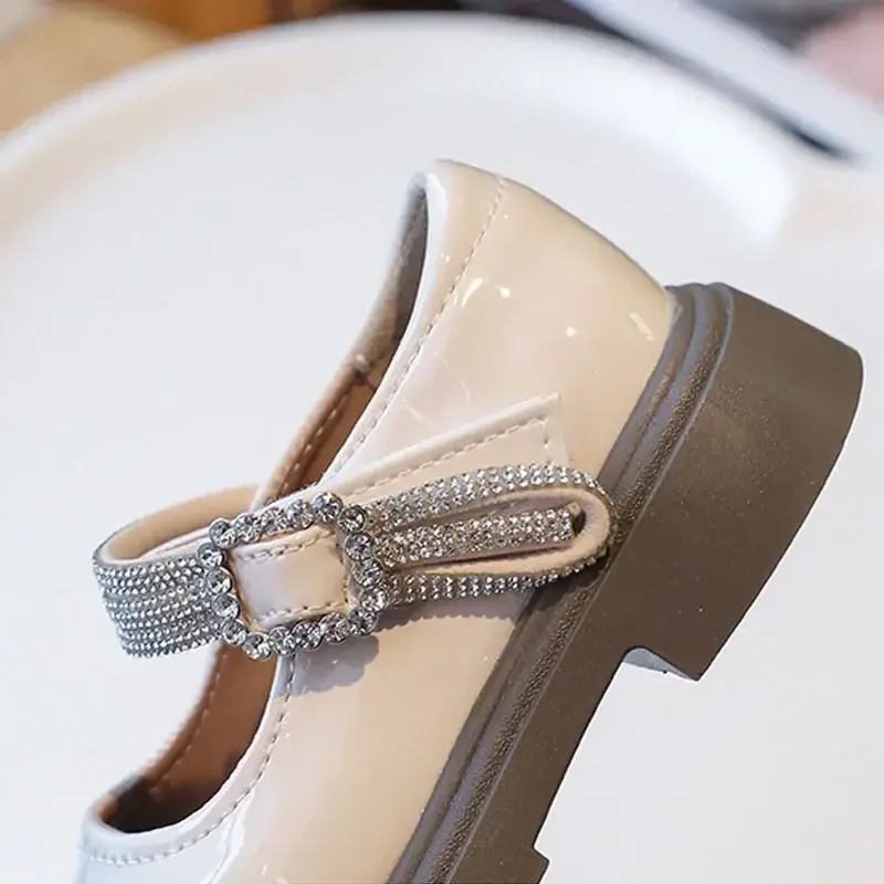2025 Spring Autumn Little Girls Shoes Rhinestone Strape mary jane Princess Shoes Solid Color Kids Gilrs Dance Dress Shoes I04244