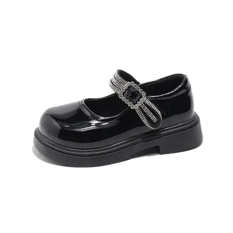 2025 Spring Autumn Little Girls Shoes Rhinestone Strape mary jane Princess Shoes Solid Color Kids Gilrs Dance Dress Shoes I04244