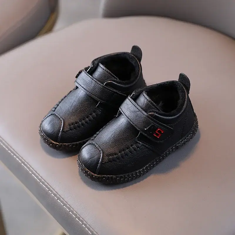 Velvet Designer Shoes for Boys Kids Black Brown New Semester School Shoes Boy Soft Bottom Casual Leather Shoes Kids Child E12064