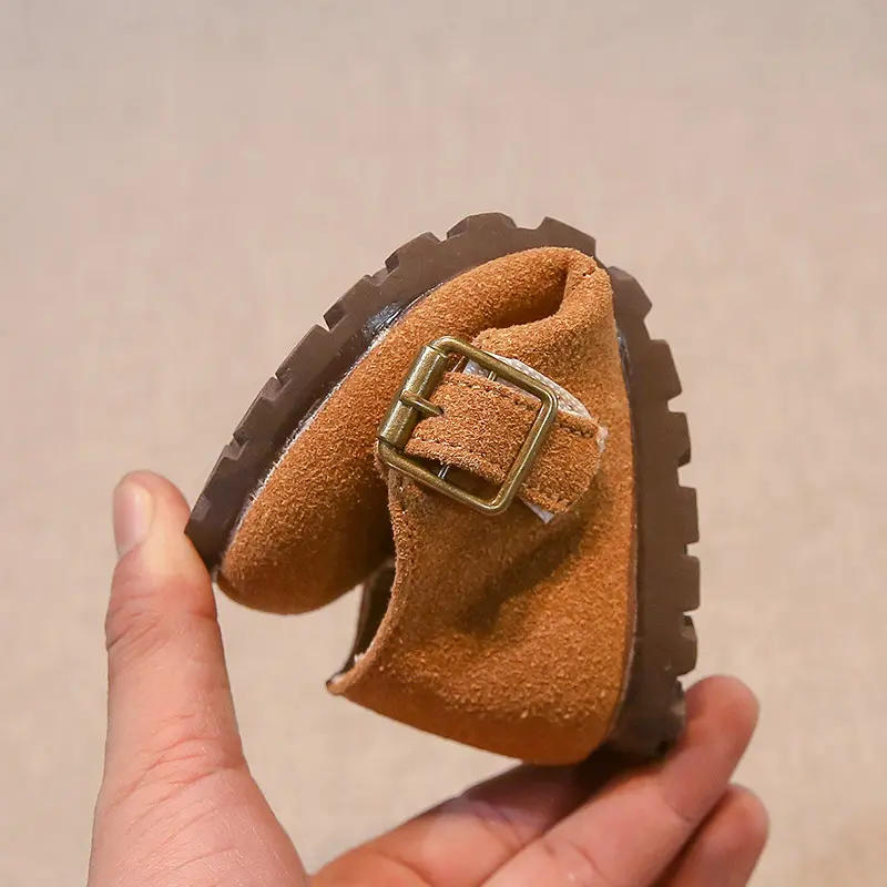 Spring Suede Girl's Flat Shoes New Round Toe Soft Bottom Shoes Children Outdoor Casual Footwear New Semester School Shoes I02142