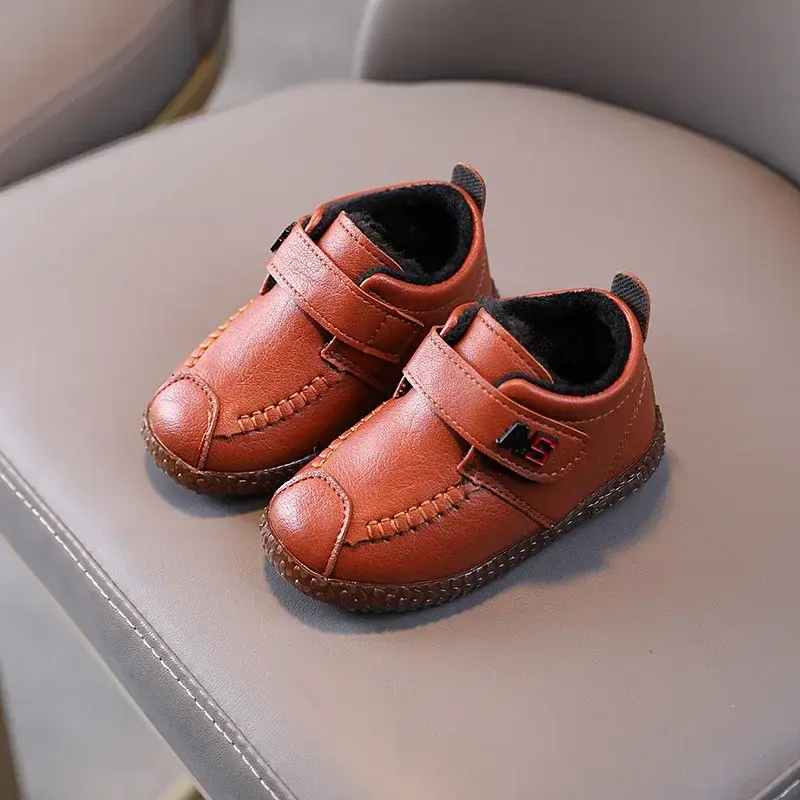Velvet Designer Shoes for Boys Kids Black Brown New Semester School Shoes Boy Soft Bottom Casual Leather Shoes Kids Child E12064