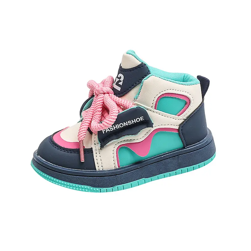 2025 Autumn Outdoor Black Kids Shoes Boy Children Sports Shoes Sneakers for Girls High Top Basketball Shoes Baby Botas I06258