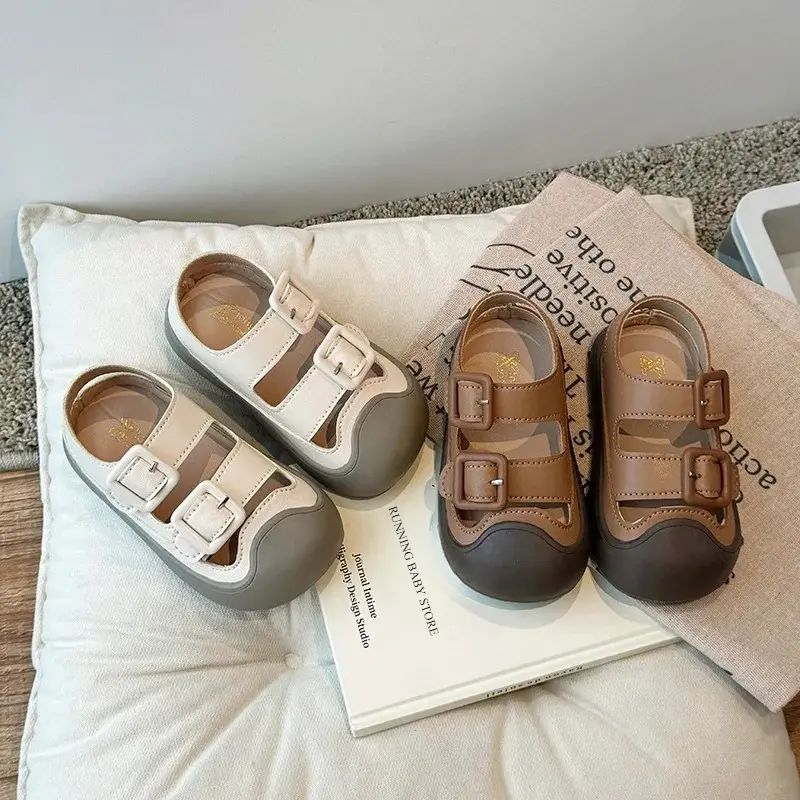 New Summer Baby Sandals for Girls Boys Soft Bottom Hollow Children Shoes Fashion Little Kids Beach Sandals Cover Toe Shoe I05206