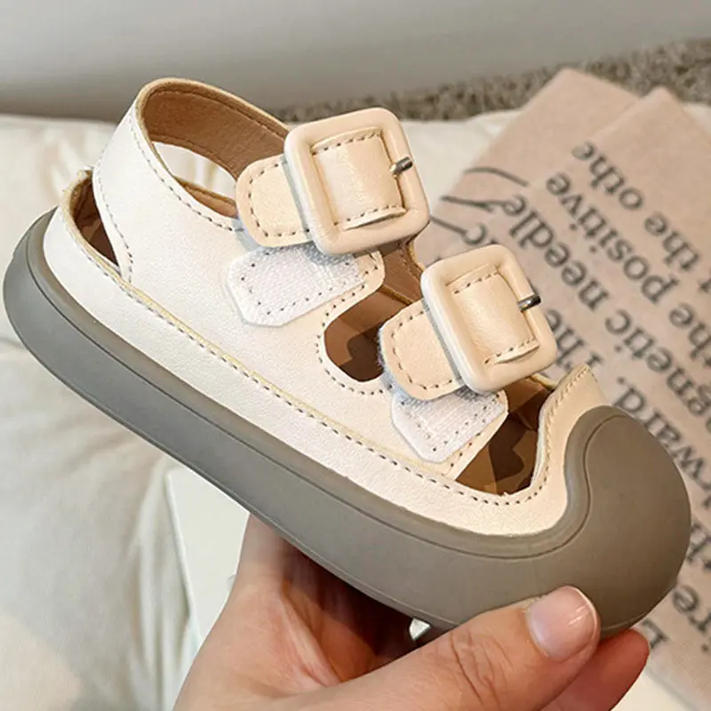 New Summer Baby Sandals for Girls Boys Soft Bottom Hollow Children Shoes Fashion Little Kids Beach Sandals Cover Toe Shoe I05206