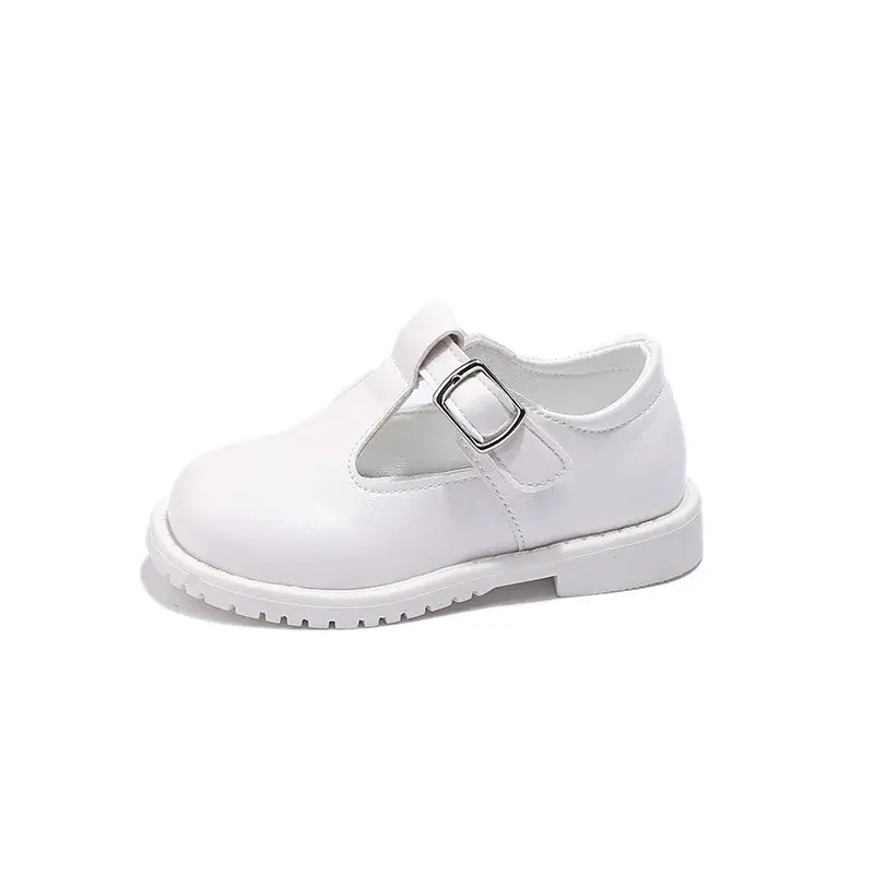 2025 Princess Spring New Black Low Heeled Shoes Girls T-tied New Semester School Uniform Shoes Beige Casual Leather Shoes I01251