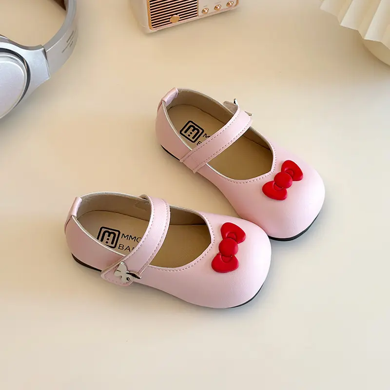 Size 21-30 Girls Leather Shoe Spring Autumn Kids Dress Shoes for Girl Performance Wedding Children Shoes School Mary Jane I03166