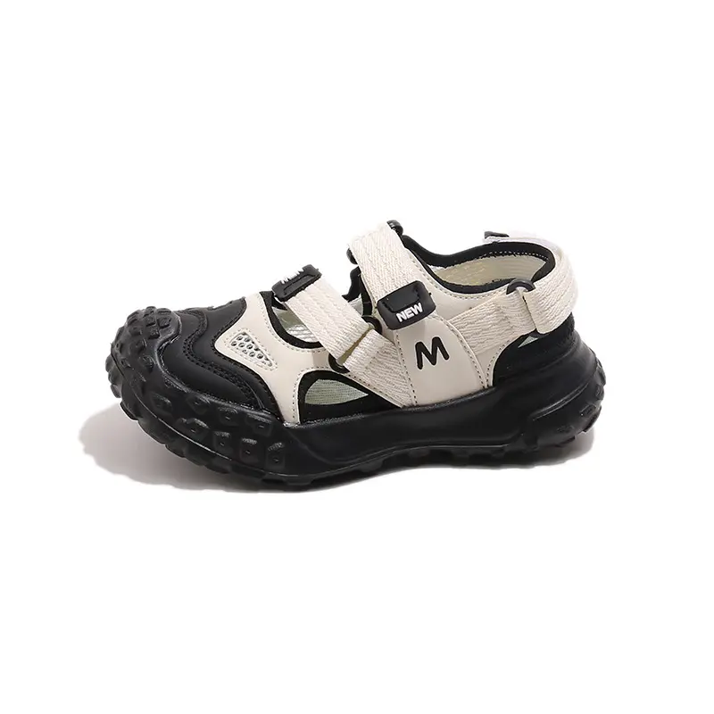 Kids Sports Sandals Sneakers Cover Toe Girl's Boy Hollow Shoes Hook Loop 2025 Summer Children Beach Mesh Shoes Size 26-36 I06264