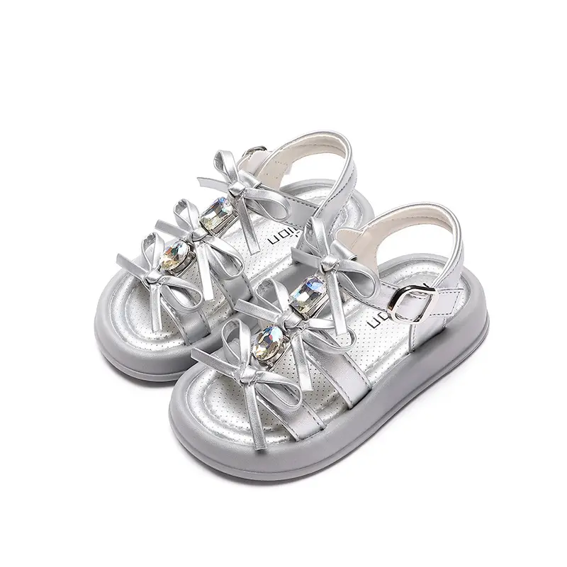 Charming Children's Shoes Girls Sandals Playfulness Sparkling Rhinestone Baby Girl Summer Weeding Party Shoes with Bowtie I04013