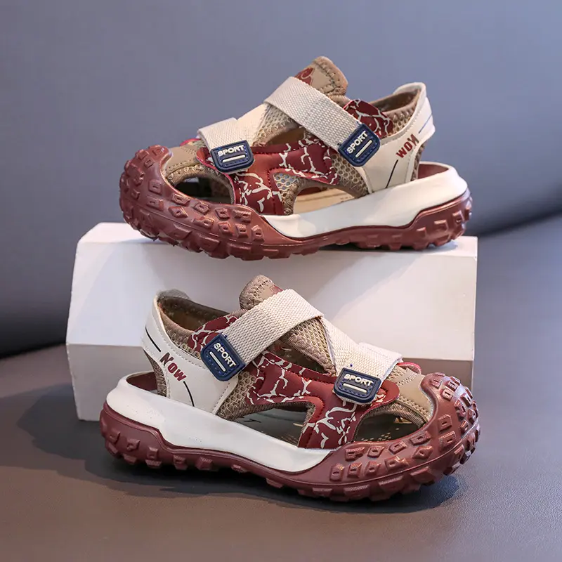 2025 Hollow Children Chunky Sneakers Summer New Anti-slippery Soft Bottom Boys Dad Sneakers Stripe Basketball Shoes Girls I05269