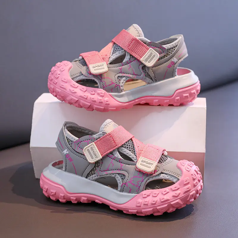 2025 Hollow Children Chunky Sneakers Summer New Anti-slippery Soft Bottom Boys Dad Sneakers Stripe Basketball Shoes Girls I05269
