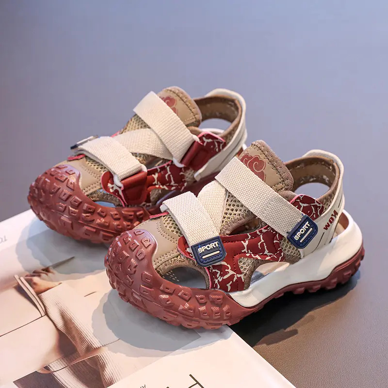 2025 Hollow Children Chunky Sneakers Summer New Anti-slippery Soft Bottom Boys Dad Sneakers Stripe Basketball Shoes Girls I05269