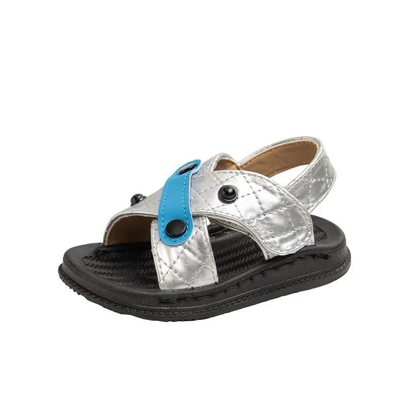 2025 Children's Summer New Sports Plaid Sandals Soft Sole Anti-slippery Korean Version Boys Cross-tied Button Beach Shoes I05191