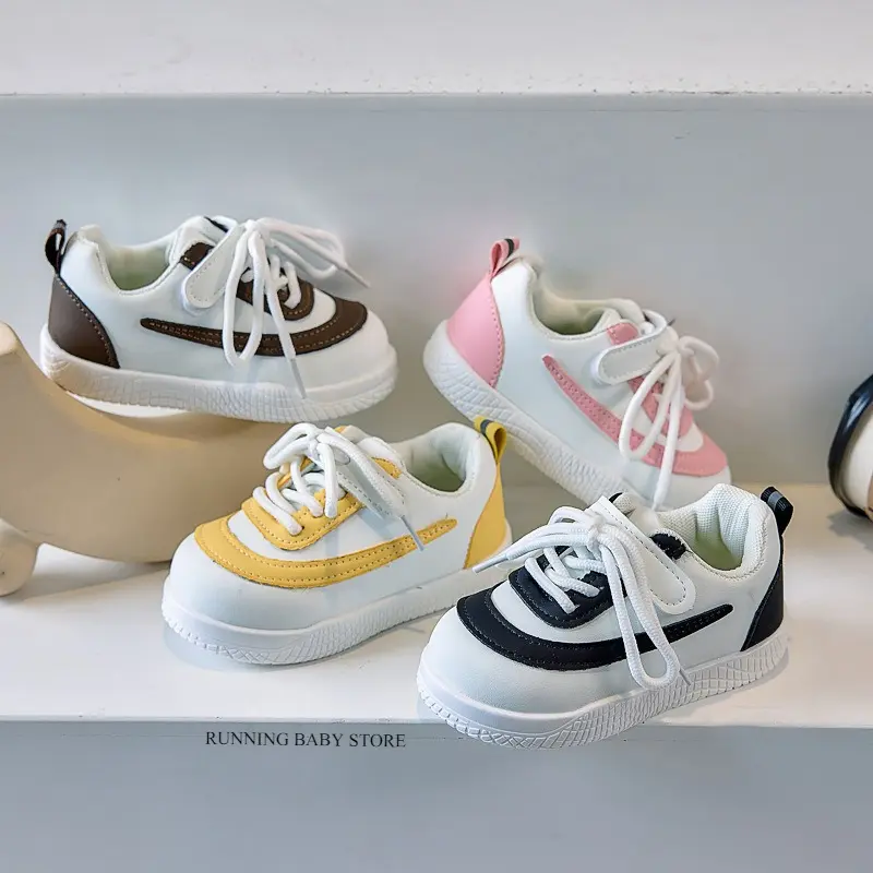 New Arrival Stripes Children Casual Running Shoes for Girls Boy Flat Heel Breathable Trend Sneakers Spring Fall Anti-skid I07189