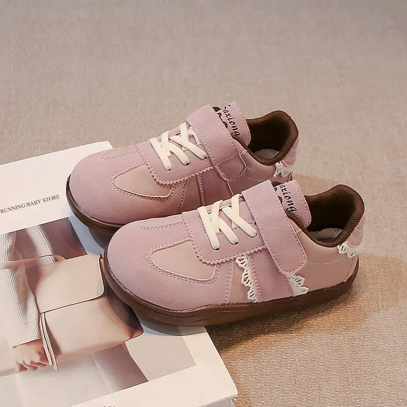 Daily Kids Casual Shoes Comfort Anti Collision Training Shoes Girl Sneakers High Quality Flowers Bordered Walking Shoes I02146