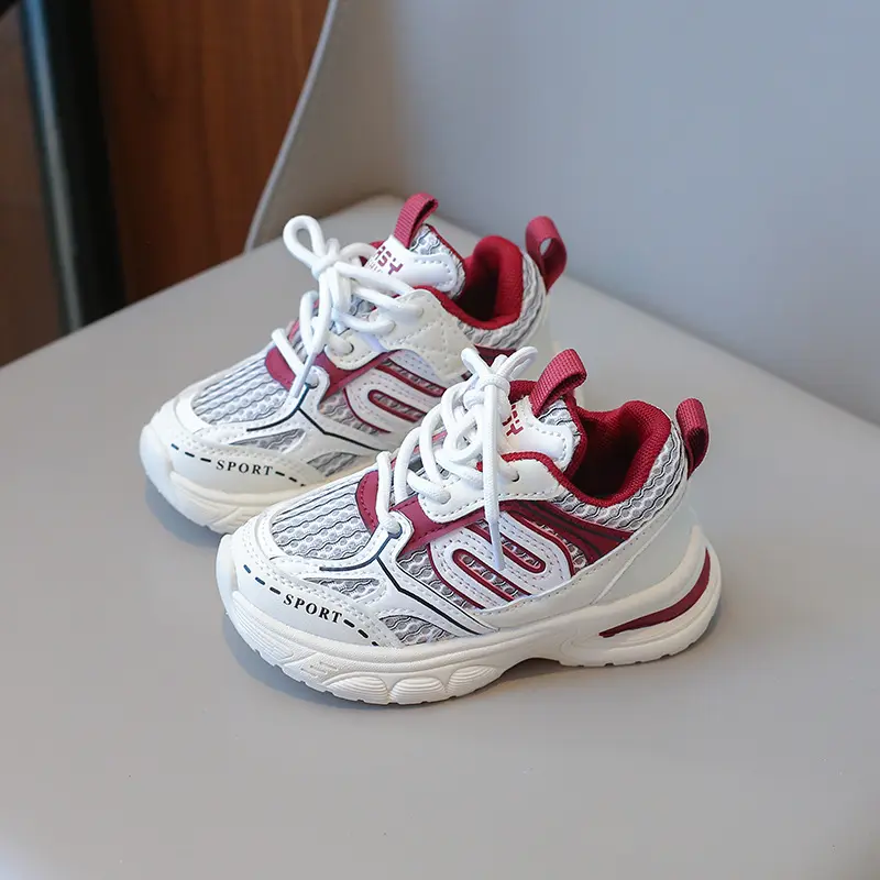 Spring Fall Children Sports Shoes Unisex Kids Sneakers Mesh Upper Breathable Basketball Shoes Tennis Casual Flat Footwear I06268