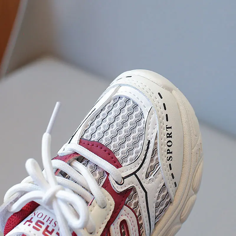 Spring Fall Children Sports Shoes Unisex Kids Sneakers Mesh Upper Breathable Basketball Shoes Tennis Casual Flat Footwear I06268