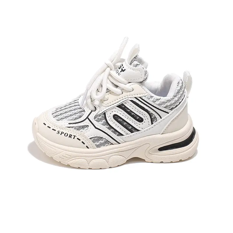 Spring Fall Children Sports Shoes Unisex Kids Sneakers Mesh Upper Breathable Basketball Shoes Tennis Casual Flat Footwear I06268