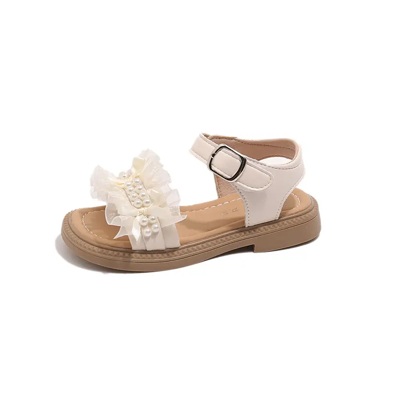 ·Sandals for Girls 2025 Summer New Platform Princess Shoe Cute Beading Baby Sandals Non Slip Student Children Girl Shoes I06078