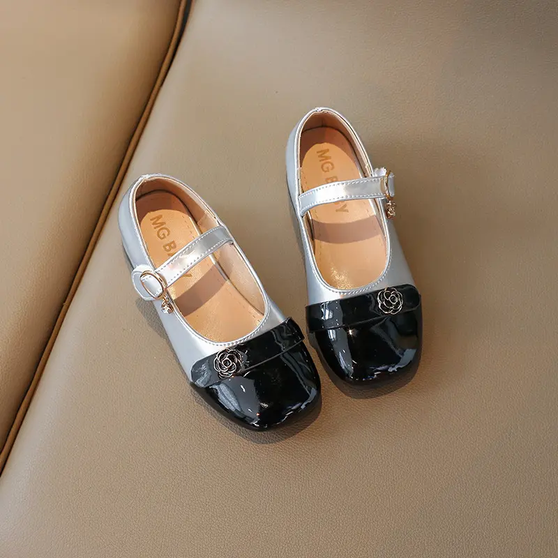 Spring Fall Children's Leather Shoes Appliques Party Girls High Heels Shoes Child Versatile Kids Princess Mary Jane Shoes I01235