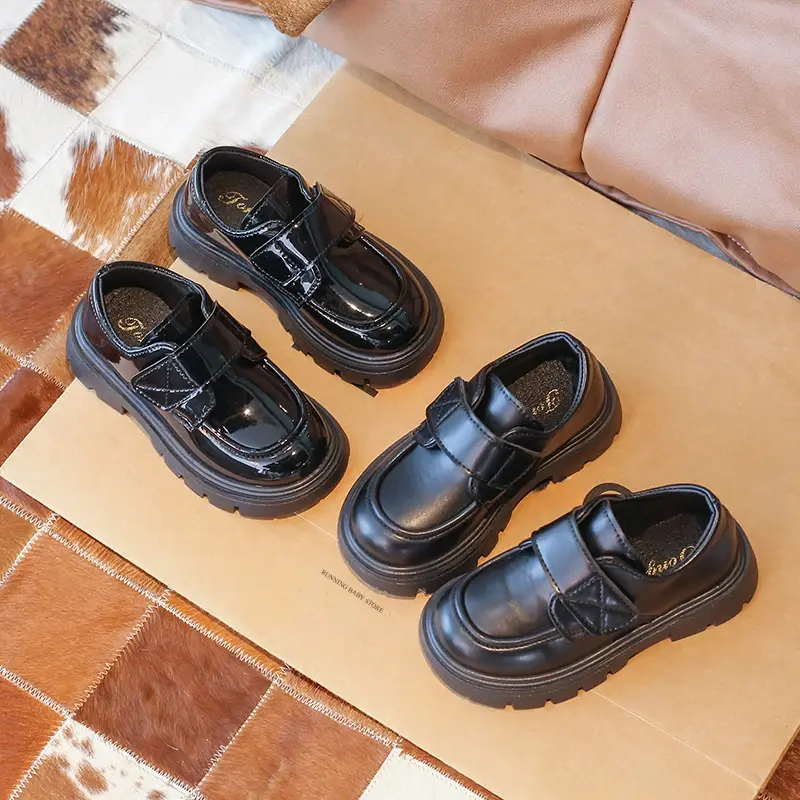 Children Leather Shoes for Boys New Fashion Kids Stage Performance Formal Shoes Students Classic Black British Style Shoes I0211