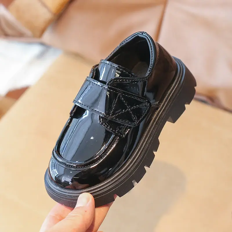 Children Leather Shoes for Boys New Fashion Kids Stage Performance Formal Shoes Students Classic Black British Style Shoes I0211