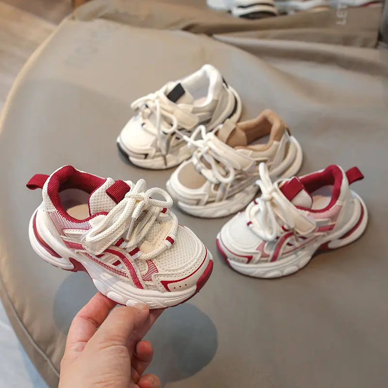 All Season New Breathable Children's Sports Shoes Little Student Shoes Flat with Boys Sneaker Shoes Girls Chunky Sneakers I06245
