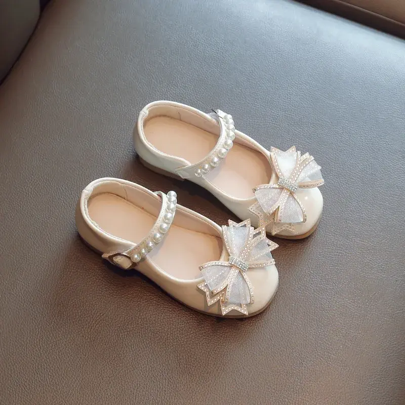 Children PU Leather Shoes Beading Girls Dress Shoes Mary Jane Shoes Kids Girl Wedding Party Princess Children Footwear H06203