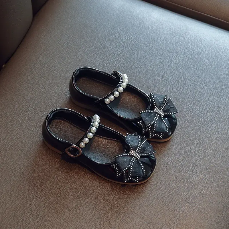 Children PU Leather Shoes Beading Girls Dress Shoes Mary Jane Shoes Kids Girl Wedding Party Princess Children Footwear H06203
