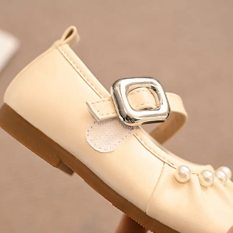 Cute Girl Pleated Mary Jane Shoes 2025 Summer Fall Stylish Princess Kids Shoes Girls Beige Brown Silver School Shoes Kids I06161