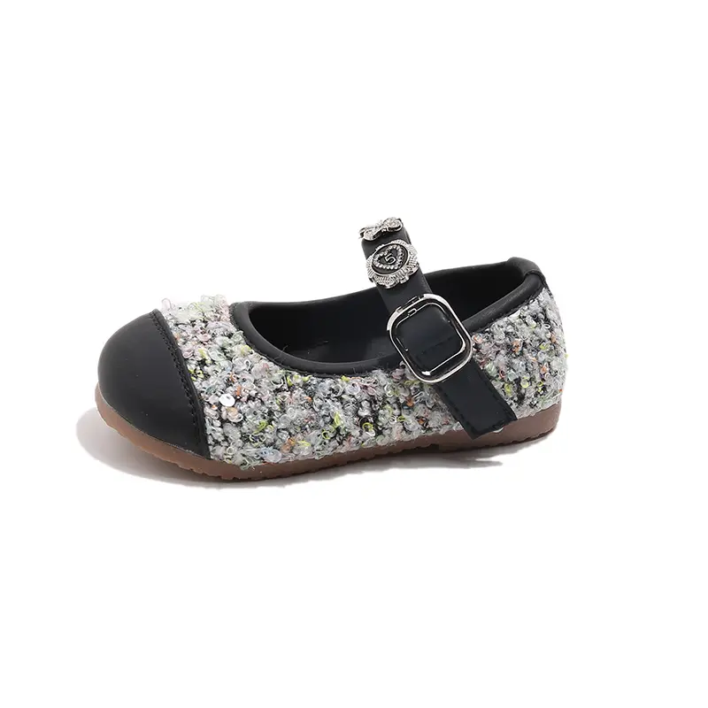 Girls Princess Leather Shoes All Covered Rhinestone Upper Wedding Party Shoes Girl Versatile Gorgeous Children's Footwear I03203
