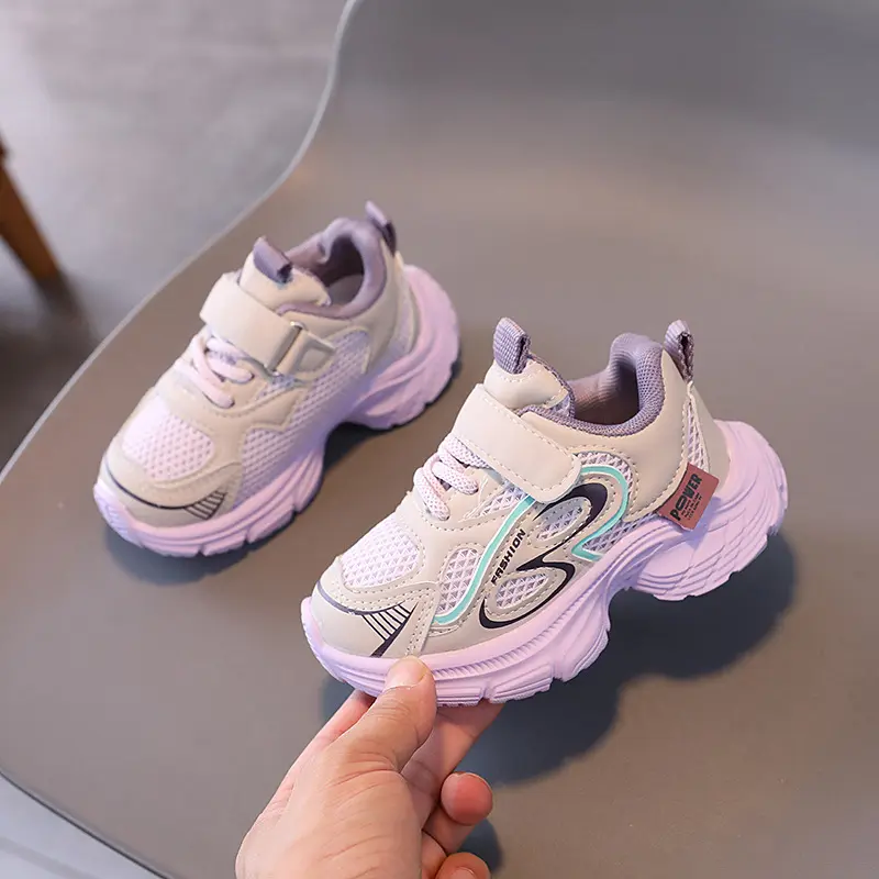 Child Fashion Vulcanized Sneaker Geometric Pattern Platform Flats Little Girls Shoes Casual Breathable Boys Walking Shoes H08217