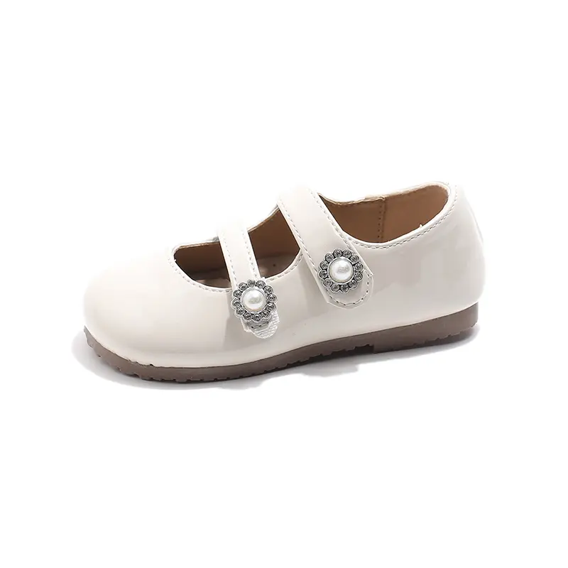 Spring Shoes Child British Style Anti-slippery College Style Casual Dreamlike Fashion Dress Shoes Girls Rhinestone Floral I03183