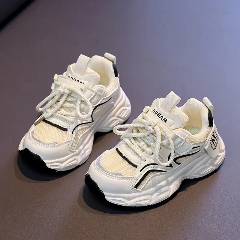 Chunky Fashion Sneakers Comfortable Casual Dad Shoes Girls Hook&loop Walking Shoes Comfort Arch Support Mesh for Kids Boy I06068