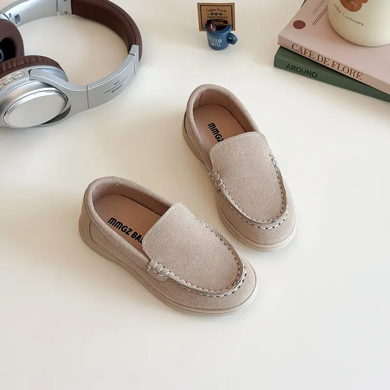 INS Easy To Wear Slip on Fall Shoes for Kids Boys High Quality Suede Leather Student Footwear Shallow Platform Shoes Girl I07284