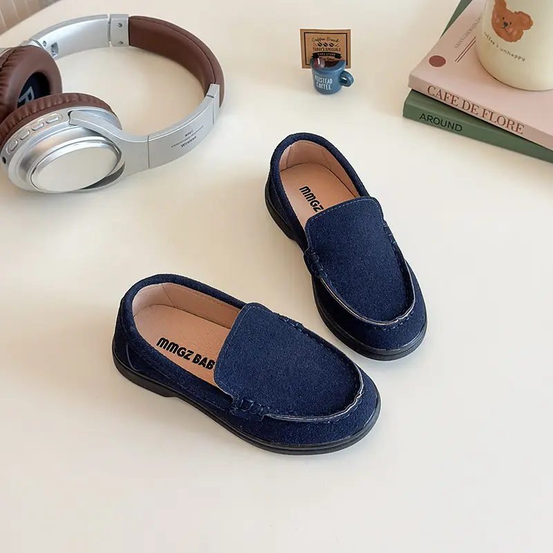 INS Easy To Wear Slip on Fall Shoes for Kids Boys High Quality Suede Leather Student Footwear Shallow Platform Shoes Girl I07284