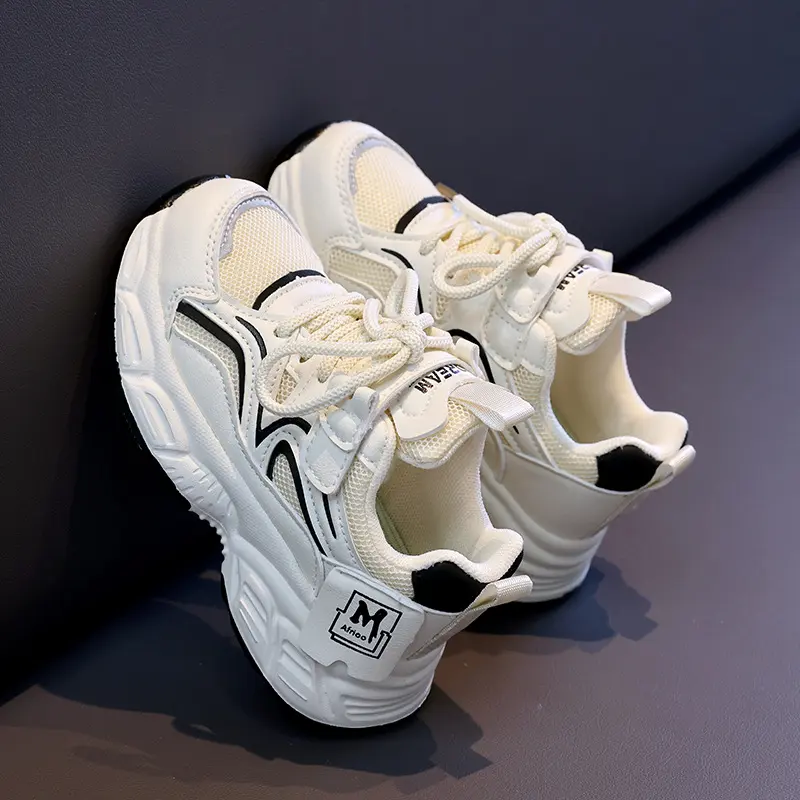 Chunky Fashion Sneakers Comfortable Casual Dad Shoes Girls Hook&loop Walking Shoes Comfort Arch Support Mesh for Kids Boy I06068