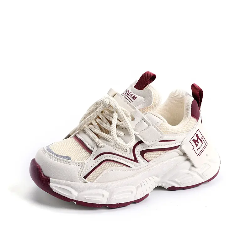 Chunky Fashion Sneakers Comfortable Casual Dad Shoes Girls Hook&loop Walking Shoes Comfort Arch Support Mesh for Kids Boy I06068