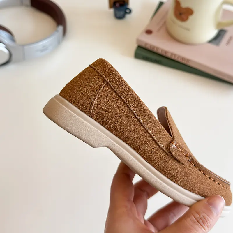 INS Easy To Wear Slip on Fall Shoes for Kids Boys High Quality Suede Leather Student Footwear Shallow Platform Shoes Girl I07284