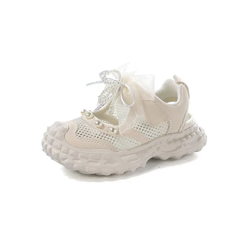 Airflow Design Breathable Mesh Children Shoes Girls Sneakers Comforatble Arch Support Kids Girl Running Shoes with Ribbon I06057