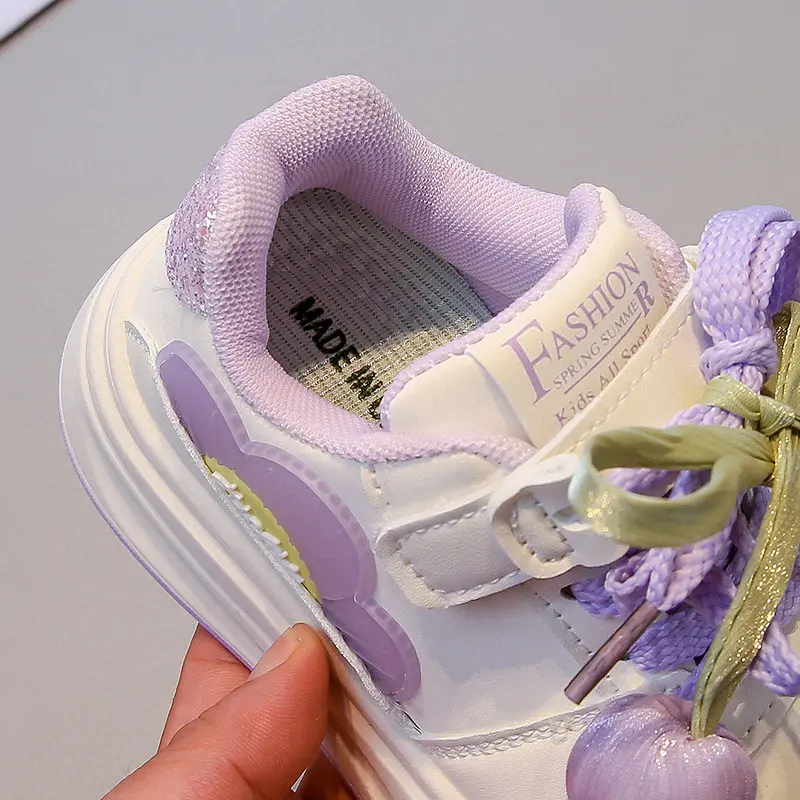 Girls Sneaker with Glitter Color Matching Non-slip Fashion Children Princess Tulip Bow-tie Shoes Kids Casual Running Shoe I07197