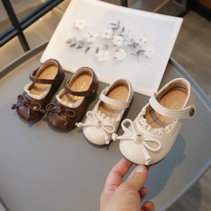 Girl Mary Janes Lively Style Round Toe Pure Color Fashion Autumn Kids Leather Shoes 21-30 Toddler Daily Elegant Kids Shoe I04107