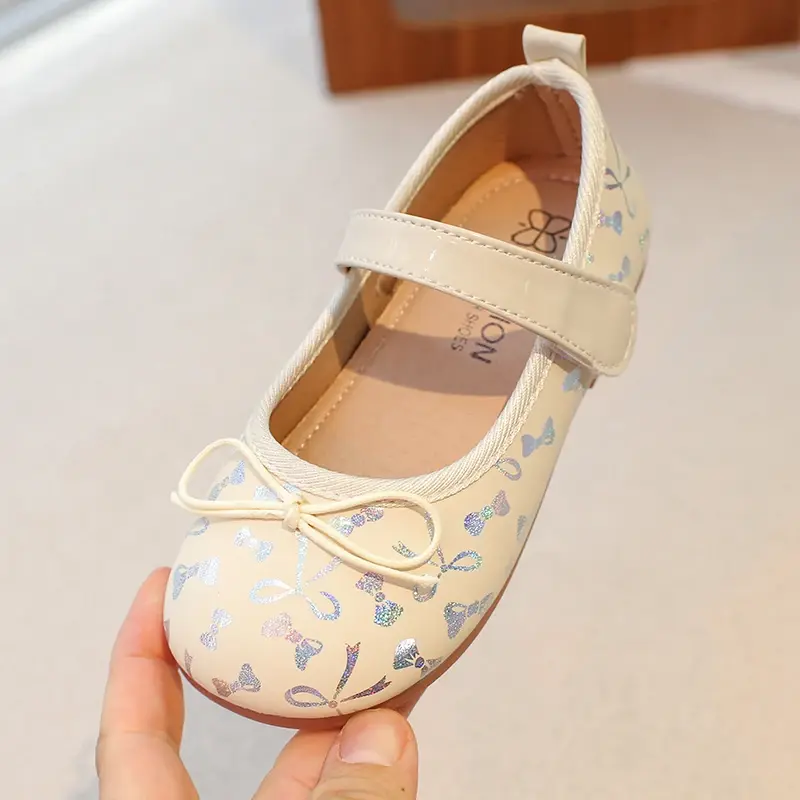 Kids Shoes Girls PU Leather Dress Shoes Spring Autumn All Over Print Princess Mary Janes Beauty Shallow Flat Single Shoes I01201