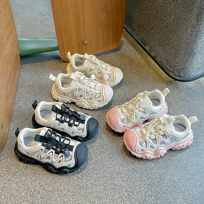 Summer Beach Water Children Sneakers Fashion Shoes Outdoor Non-slip Soft Bottom Stripes Mesh Boys Comfortable Shoes Girls I02141